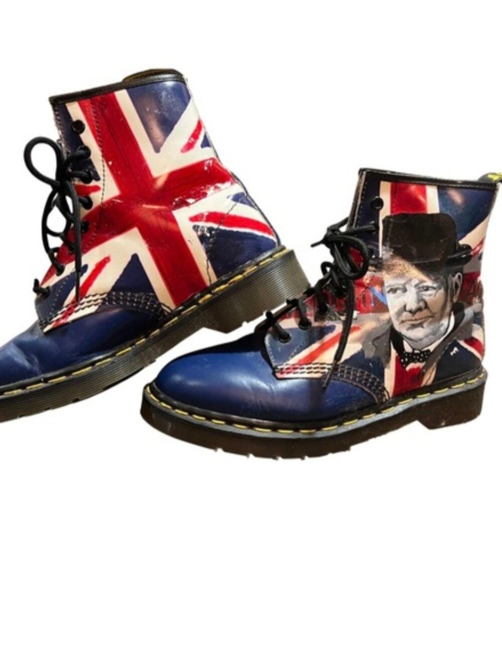Dr. Martens Women's Ankle Boots in Red, White & Blue Union Jack Print